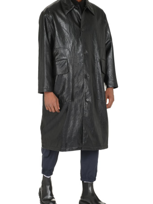 Msgm Faux Leather Button-down Coat