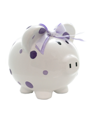 Bank 7.75" Purple Multi Dot Bank Piggy Money Saving - Decorative Banks