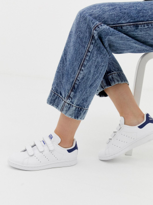 Adidas Originals Stan Smith Cf Sneakers In White And Navy