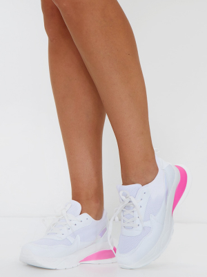 White Pink Bubble Sole Sneakers