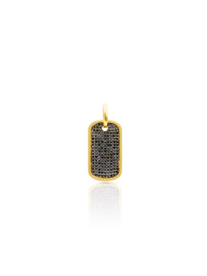 14kt Yellow Gold Black Diamond Nicolai Dog Tag Charm