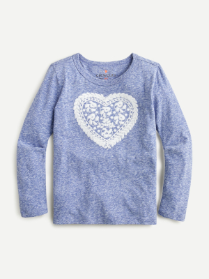 Girls' Embroidered Lace Heart T-shirt