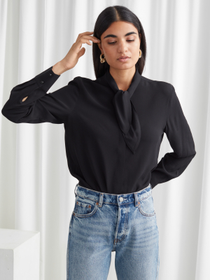 Satin Neck Bow Blouse