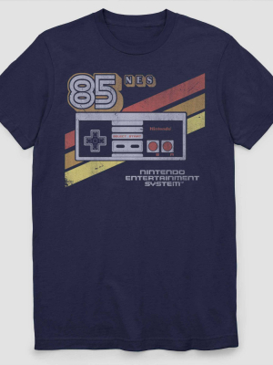 Men's Nintendo Classic Nes 1985 Retro Short Sleeve Graphic T-shirt - Navy