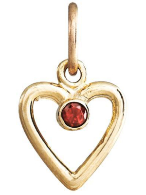 Birth Jewel Heart Charm With Garnet