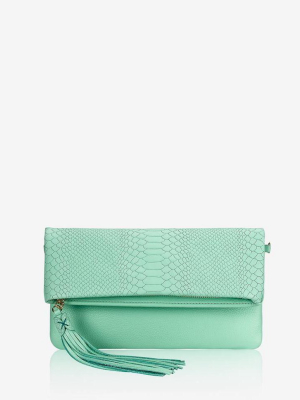 Gigi New York Blue Stella Foldover Clutch Bag