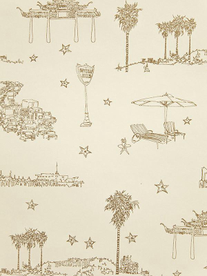 Best Coast Wallpaper In Metallic Gold And Cream By Sandy White For Cavern Home