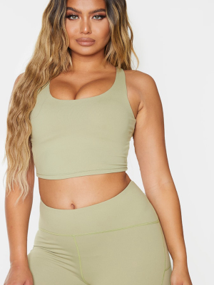 Olive Brushed Open Back Crop Top