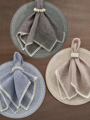 Bodrum Pearls Placemat - Gray & Silver- Set Of 4