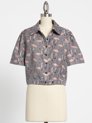 Flamingo Lingo Button-up Blouse