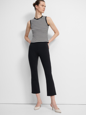 Ribbed Shell Top In Striped Stretch Cotton
