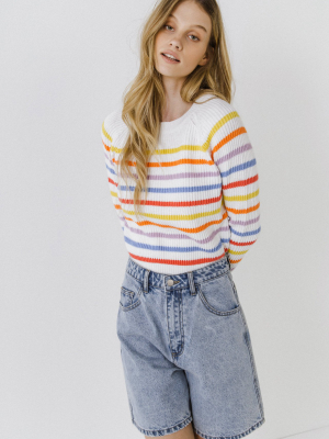 Multi-colored Striped Sweater