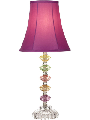 360 Lighting Bohemian Accent Table Lamp Stacked Colored Glass Orchid Bell Shade For Kids Room Bedroom Bedside Nightstand