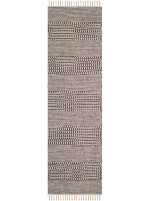 Montauk Alternating Ivory/anthracite Runner Rug