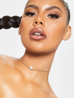 Gold Chain And Diamante Choker