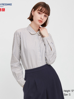 Women Cotton Twill Striped Long-sleeve Shirt (ines De La Fressange)