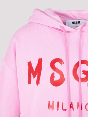 Msgm Logo Printed Hoodie