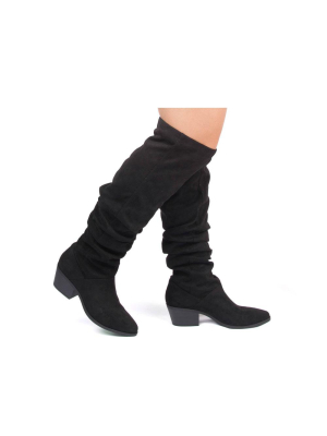 Montana-24 Black Slouchy Over The Knee Boot