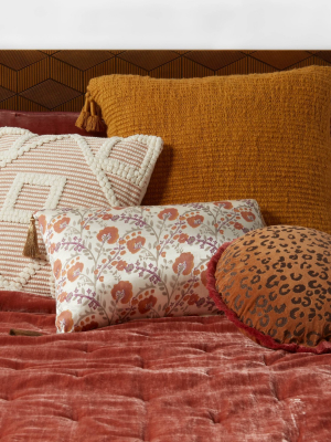 Round Leopard Embroidered Velvet Throw Pillow Neutral - Opalhouse™