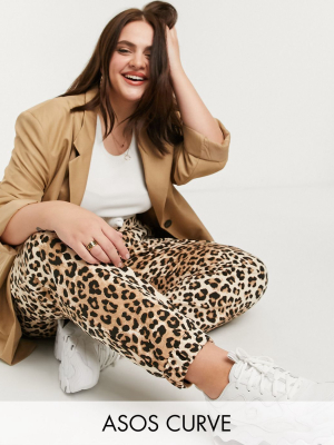 Asos Design Curve Oversized Sweatpants In Leopard Print