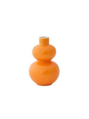 Mini Glossed Gourd Jar In Orange