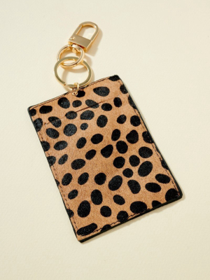 Animal Print Leather Id Pocket Key Chain