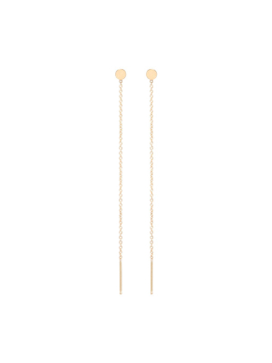 14k Itty Bitty Round Disc Threader Earrings