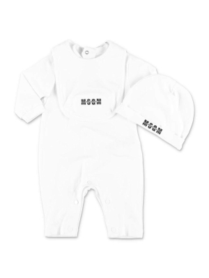 Msgm Kids Logo Print Onesie