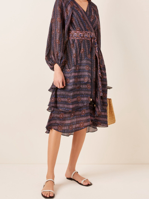 Kira Ruffled Printed Silk-georgette Midi Dress