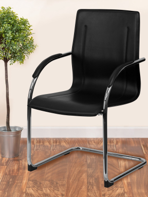 Flash Furniture Black Vinyl Side Reception Chair With Chrome Sled Base