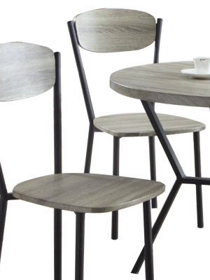 5pc Round Dining Table & Chair Gray/black - Benzara