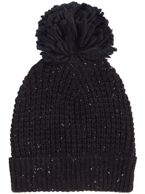 Miles Kids Waffle Knit Hat - Black Marl