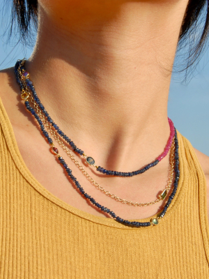 Sapphire & Tourmaline Cable Chain Necklace