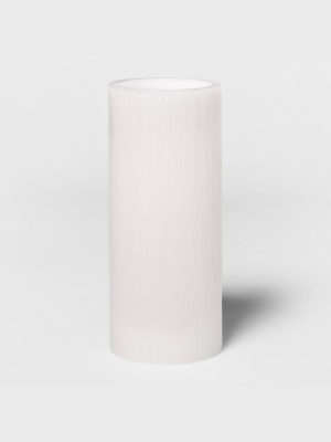 7"x 3" Led Unscented Metallic White Pillar Candle - Threshold™