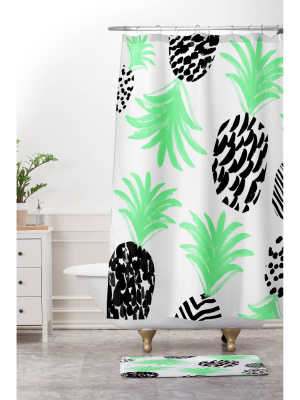 Classy Pineapples Shower Curtain Green - Deny Designs