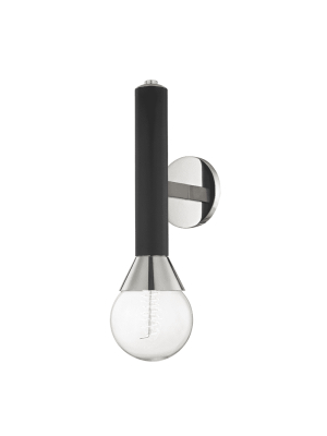 Via 1 Light Wall Sconce - Polished Nickel/black