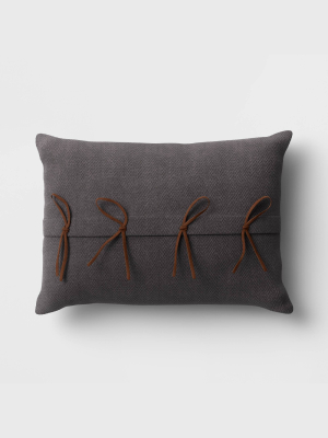 Faux Suede Tie Lumbar Throw Pillow​ Gray - Project 62™
