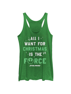 Women's Star Wars Christmas I Want Force Racerback Tank Top