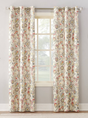 Jorah Botanical Print Thermal Insulated Grommet Curtain Panel - Sun Zero