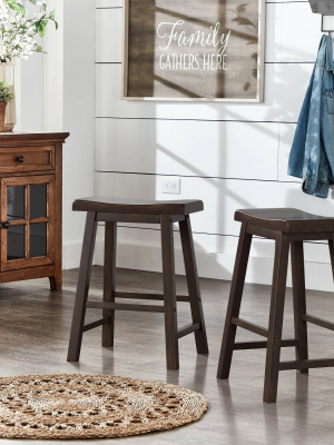 Set Of 2 24" Chimney Hill Saddle Counter Height Barstool - Inspire Q