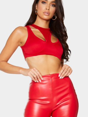 Red Scuba Cut Out Multi Strap Crop Top