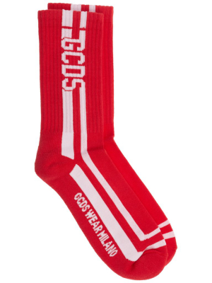 Gcds Logo Intarsia Crew Socks