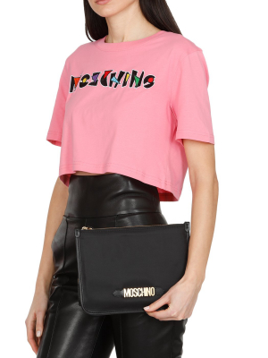 Moschino Logo Plaque Clutch Bag