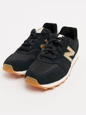 New Balance 373 Sneakers In Black & Gold