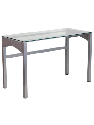 Lila Light Gray Aluminum Braced Contemporary Desk