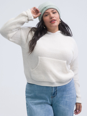 Plus Size Sweater-knit Hoodie