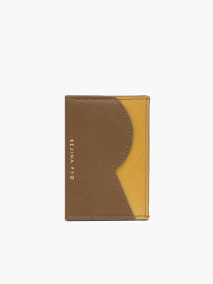 Rp Card Holder Leather Khaki + Yellow