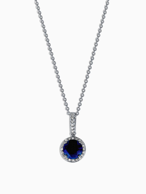 Effy Royale Bleu 14k White Gold Sapphire And Diamond Pendant, 1.79 Tcw