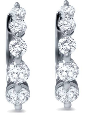 Pompeii3 1ct Diamond Hoop Earrings 14k White Gold