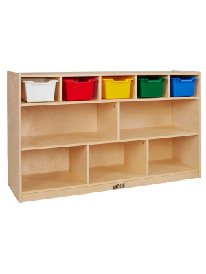 Ecr4kids Birch 5+5 Storage And Tray Cabinet With 5 Scoop Front Bins, Assorted Colors